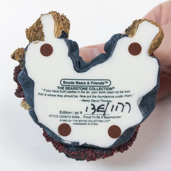 Boyds Bears and Friends "Eddie...Proud To Be A Bearmerican" 1998 Figurine, Vtg - Picture 6 of 7